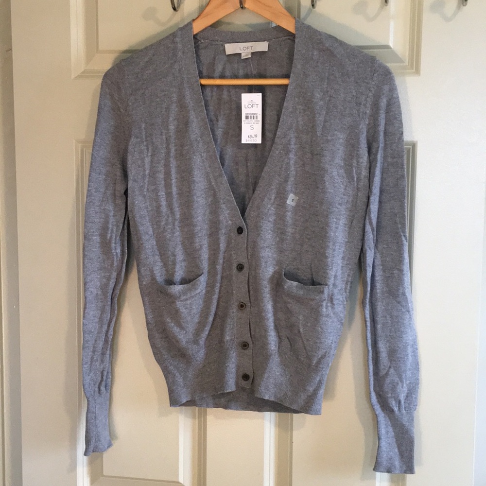 NWT LOFT Grey cardigan sweater